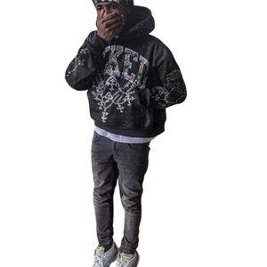 เสื้อฮู้ดปักลายกราฟิกสั่งทำขายส่งจำนวนมาก เสื้อสเวตเชิ้ตแบบสวมหัวสไตล์สตรีทแวร์สำหรับฤดูใบไม้ร่วง - Product Image 3