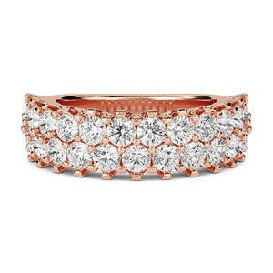 Bague éternité à deux rangs de diamants ronds 0,50 ct, diamants de laboratoire en or 18 carats et platine - Product Image 1