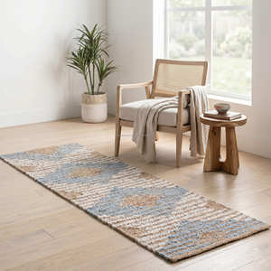 Terracotta Abstract Stripe Handwoven Jute <b>Floor</b> <b>Runner</b> for Hallway Bohemian Organic Modern & Cottage Home - Product Image 3