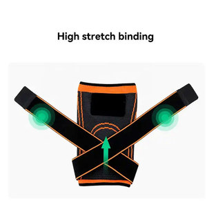 Elastic Knee Sleeve with Adjustable Closure for <b>Men</b> Compression Support <b>Brace</b> Black Green Orange Design - Product Image 2
