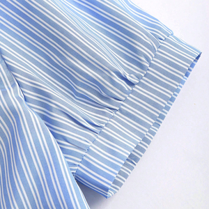 Blusa a Rayas de Manga Corta al por Mayor 2026, Camisas Ajustadas con Cuello en V para Mujer, Blusas Elegantes de Verano para Oficina - Product Image 5