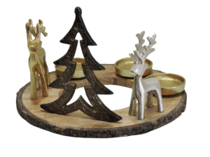 Elegant Handmade <b>Christmas</b> Wreath Candle Holder with Aluminium Reindeer & <b>Tree</b> Base Festive Holiday <b>Table</b> Centerpiece - Product Image 3