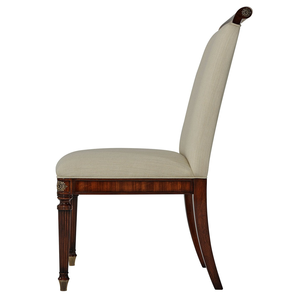Chaise de salle à manger néoclassique de luxe en bois massif, rembourrée en tissu, avec accents dorés pour hôtel et villa 1404444 - Product Image 4