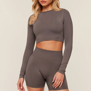 Camiseta Deportiva de Yoga para Mujer, Transpirable, de Spandex, Elástica, de Manga Larga, Ajustada, con Elasticidad en Cuatro Direcciones, Cómoda - Product Image 1