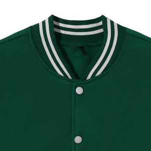 Men's Green White Eco-Friendly Breathable Varsity <b>Jacket</b> <b>Fleece</b> <b>Lined</b> Preppy Style High Street Winter Stand Collar Zipper - Product Image 4