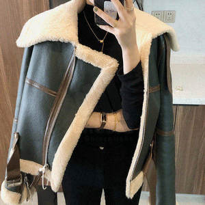 Chaquetas de cuero de borrego para mujer, ropa exterior de cuero cálida para la temporada fría, viajes y uso casual, chaquetas de cuero de borrego. - Product Image 3