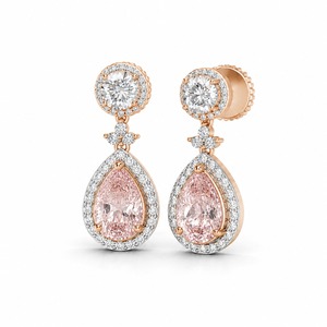 Boucles d'oreilles pendantes géométriques Roy Diamond en or massif 18 carats avec diamants taille baguette sertis griffe, certifiées IGI, de luxe pour femme, pour mariage - Product Image 3