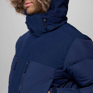 เสื้อโค้ทขนเป็ดผู้ชายแขนยาวแบบปกติสำหรับผู้ใหญ่ ปักโลโก้ตามสั่ง เสื้อโค้ทขนเป็ดผู้ชายแบบย้อมสีเรียบและกันลม - Product Image 4