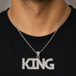 Colgante con Letra King, Plata 925, Forma Redonda, Diamante Moissanita, Joyería Hip Hop para Hombre, Regalo de Propuesta - Product Image 4
