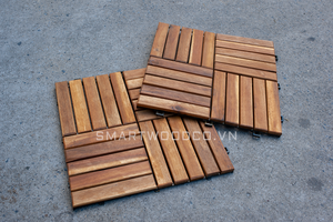SMARTWOOD - Baldosas de Madera de Acacia Natural Antideslizantes para Exteriores, Suelo de Madera Maciza para Terraza y Piscina, Fabricante - Product Image 3