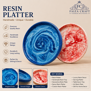 Top Selling Red Eco-Friendly Sustainable Polished Dishwasher <b>Safe</b> Handmade Modern Art <b>Antique</b> Resin Serving Bowl Platter Party - Product Image 1