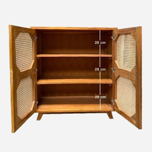 Mueble de diseño moderno con puerta de ratán, aparador, mesa consola para decoración del hogar. - Product Image 4