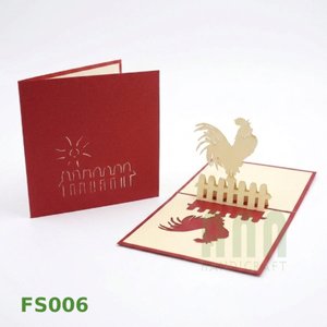 ANN HANDICRAFT FS006 Handmade 3D Pop-Up Chicken Greeting Card Hot Stamping Laser Engraved Papper <b>Matte</b> <b>Varnishing</b> Back to School - Product Image 5