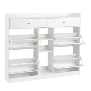 Scarpiera Moderna in Truciolato Bianco con 4 e 2 Cassetti, 128x25x107cm, Antipolvere - Product Image 6