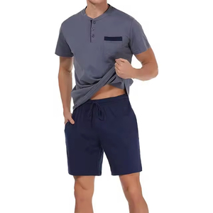 Ensemble de sport d'été 2026 100 % coton pour homme : T-shirt imprimé et short assorti, grandes tailles, respirant, bicolore - Product Image 3