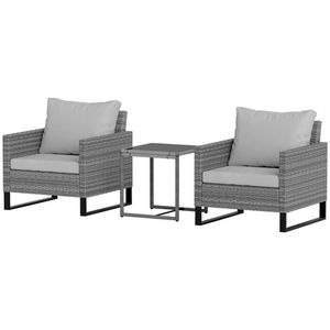 Set da Giardino o Terrazza in Tre Pezzi, Colore Grigio, per Gite in Taverna - Product Image 5