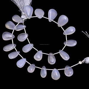 Premium 8-Inch <b>Fine</b> Crystal Gemstone <b>Beads</b> Strand Natural Original Chalcedony Smooth Pear Shape-9x7mm-13x7mm for Making Luxury - Product Image 2