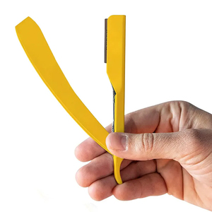 Rasoir droit écologique Azicon International, manche en plastique et bois, lame simple en acier inoxydable pour le visage et le corps - Product Image 3