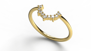 Luxury 18K Gold Curved Round Diamond Wedding Band V Shaped Contour <b>Stacking</b> Guard <b>Ring</b> Fine Jewelry Engagement Gift for Women - Product Image 2
