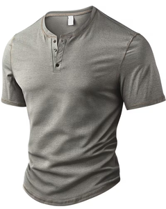 Men's Regular Fit Short Sleeve Solid Gray Knitted O-Neck Casual T-Shirt Regular Length Plain Dyed Breathable Jersey 180g - Product Image 2