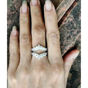 2CT Round Cut Moissanite 925 Sterling Silver 14K White Gold Plated Ring Enhancer Wedding <b>Wrap</b> Guard Pave <b>Bridal</b> Band for Women - Product Image 4