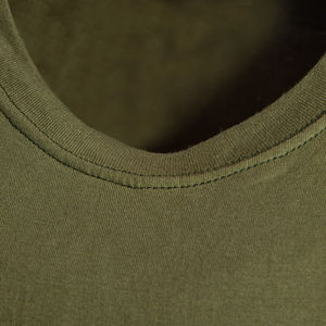 Camiseta de Manga Corta para Hombre, Cuello Redondo, Color Verde Oliva, Corte Regular, Color Sólido, Informal, Tejido de Punto, Algodón - Product Image 6