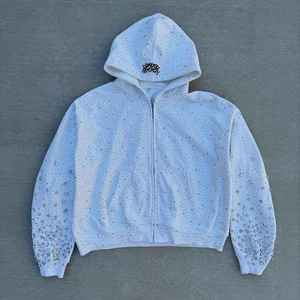 Sweat-shirt à capuche unisexe en strass et diamants pour l'hiver, décontracté, streetwear, surdimensionné, de haute qualité, avec poche, respectueux de l'environnement - Product Image 1