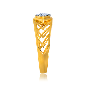 Bague géométrique en or jaune 14 carats avec grappe de diamants, design carré moderne, bijoux de mode pour femmes, vente en gros de bijoux fins - Product Image 3