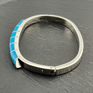 Brazalete Articulado de Plata de Ley Vintage con Turquesa, Hecho a Mano, con Gema Azul, Elegante Regalo de Joyería para Mujer - Product Image 6