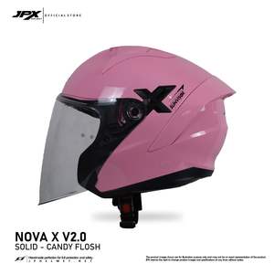 Casco JPX Nova X V2 de media cara en Candy Flosh, con doble visera y un diseño elegante de color sólido para el piloto moderno. - Product Image 2