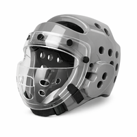 Casque de Taekwondo Respirant en Mousse Trempée avec Visière Transparente et Fermeture à Clip, en PU Couleur Personnalisable pour Entraînement d'Arts Martiaux