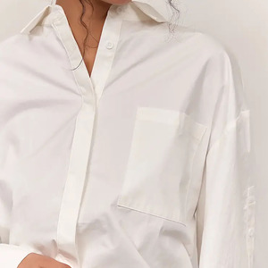 เสื้อเชิ้ตผู้หญิงแฟชั่นปี 2026 แขนยาว ติดกระดุม สีพื้น สไตล์ฮิปฮอป คอปกเรียบง่าย เสื้อเบลาส์ฤดูร้อน ผ้าฝ้าย 100% - Product Image 3