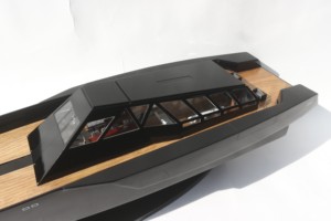 Modelo de Lancha Rápida Moderna de Madera Hecha a Mano, GIA NHIEN <span class=keywords><strong>WALLY</strong></span> POWER 118, Pintada en Negro, Servicio Personalizado, Decoración Náutica, Recuerdo - Product Image 4