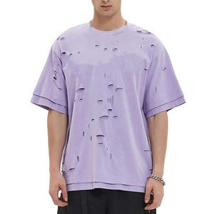 Camiseta de algodón de gran tamaño con efecto desgastado, moderna y personalizada, de calidad premium, al por mayor, para uso casual o streetwear, unisex. - Product Image 2