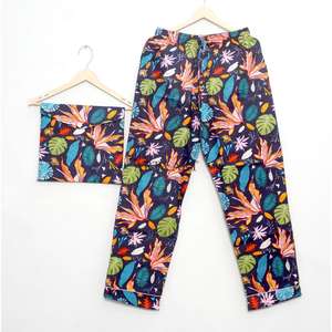 Ensemble de pyjama en coton respirant pour femmes, imprimé floral, pour toutes les saisons - Vêtements de nuit/Pyjama pour le printemps, l'été, l'automne et l'hiver - Product Image 5