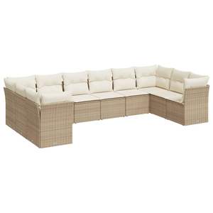Conjunto de Sofás de Jardín de Ratán Beige, 6 Plazas, Diseño Contemporáneo para Exteriores - Product Image 4