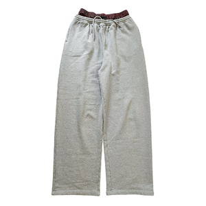 Pantalon de survêtement unisexe à carreaux et patchwork, design personnalisé à double taille avec cordon de serrage, ourlet non fini, rayures sur les côtés, style décontracté et tendance - Product Image 2