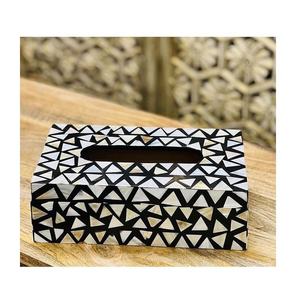 Caja de pañuelos de resina con incrustaciones de hueso hecha a mano en India para el hogar, hoteles y restaurantes, con color personalizado, caja de pañuelos con incrustaciones de hueso de la India - Product Image 2