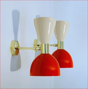 Lámpara de Pared de Latón Estilo Mid-Century, Diseño Italiano Diabolo, 2 Luces, para Decoración de Hogar, Oficina o Cocina - Product Image 1