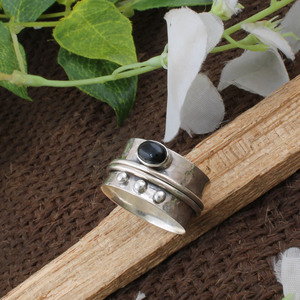 Bague anti-stress multi-bandes classique en argent sterling 925 Shree Jaipur, sertie de perles, pour la méditation et l'anxiété, vente en gros - Product Image 4