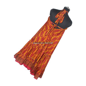Nuevo Vestido Bohemio de Seda Sari Indio para Mujer, Compra en Línea Directamente del Fabricante, Elegante Vestido de Noche sin Mangas para Damas - Product Image 2