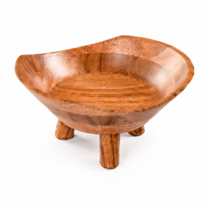 Bol à salade sur piétement en bois d'acacia naturel, fait main, pour fruits, collations, décoration de cuisine, bol de présentation, écologique - Product Image 1