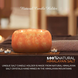 Juego de Portavelas de Sal de Cristal Natural Tallado de Alta Calidad Whisper Salt, con Tacto Real, en Forma de Cuenco de Fuego Moderno, Decoración para el Hogar, Regalo - Product Image 3