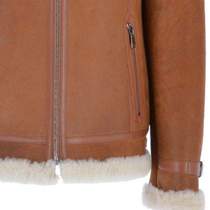 Winter <b>Fur</b> Shearling Camel <b>Leather</b> Jacket/Genuine <b>Leather</b> Shearling <b>Fur</b> Jacket/Custom OEM <b>Coat</b> Jacket for Men - Product Image 4