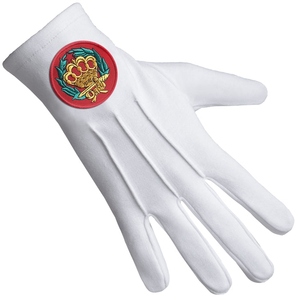 Gants en coton pur personnalisés brodés avec l'écusson rouge de l'Ordre de l'Amarante - Product Image 2