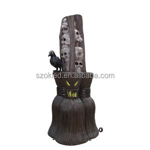 Balai hanté avec pilier <span class=keywords><strong>sorcière</strong></span> chaise recluse araignée (marron) épouvantail Photo Op souris loup-garou souris fantôme Halloween <span class=keywords><strong>arbre</strong></span> - Product Image 2
