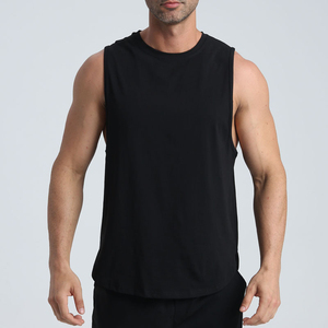 INTENTION SPORTS OEM Venta al por Mayor Chaleco Deportivo Transpirable 100% Algodón para Hombre, Chaleco Informal de Punto para Gimnasio, Talla Grande, Color Sólido, 160g - Product Image 3