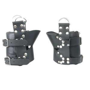 Juego de esposas de cuero genuino con clips giratorios y anillas en D - Product Image 5