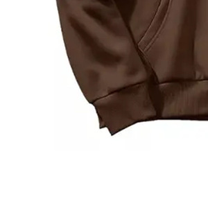 Ensemble de survêtement unisexe marron à capuche, couleur unie, manches longues, pantalon à cordon, 100 % coton, poids moyen, pour l'automne - Product Image 2
