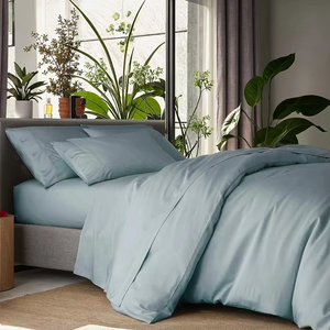 Ensemble de housse de couette bleu marine 4 pièces en coton doux pour la maison - Product Image 6